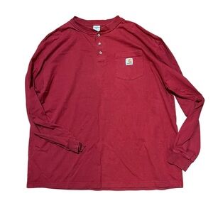 Carhartt Men's Size xl Burgundy Long Sleeve Henley